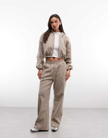 Cernucci ottoman zip-through rib co-ord brown
