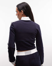 Load image into Gallery viewer, Cernucci soft touch zip through jacket wide leg logo track pants co-ord navy