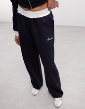 Load image into Gallery viewer, Cernucci soft touch zip through jacket wide leg logo track pants co-ord navy
