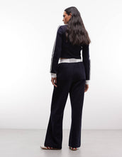 Load image into Gallery viewer, Cernucci soft touch zip through jacket wide leg logo track pants co-ord navy