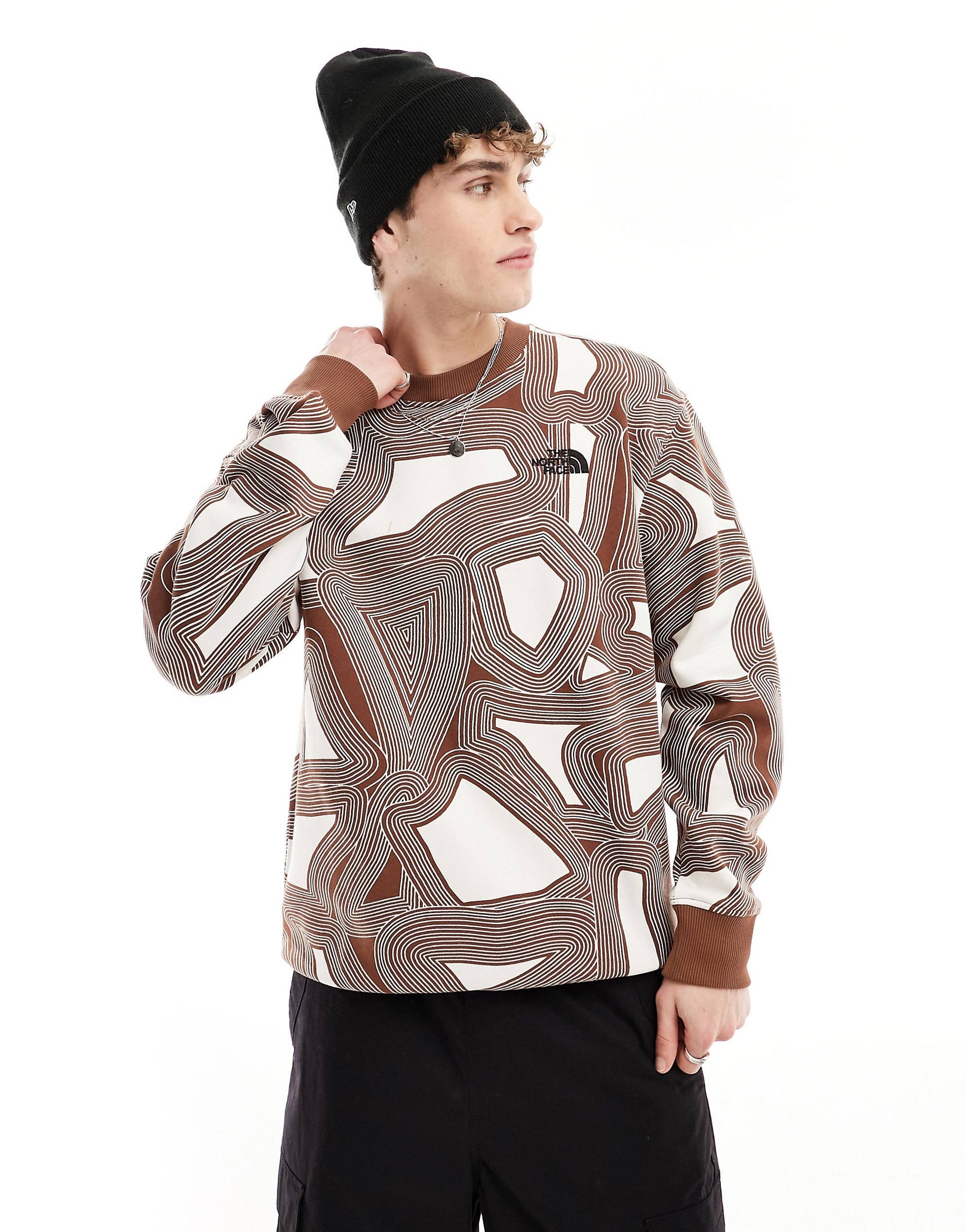 The North Face Essential oversized sweatshirt brown geo