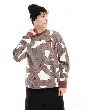 The North Face Essential oversized sweatshirt brown geo