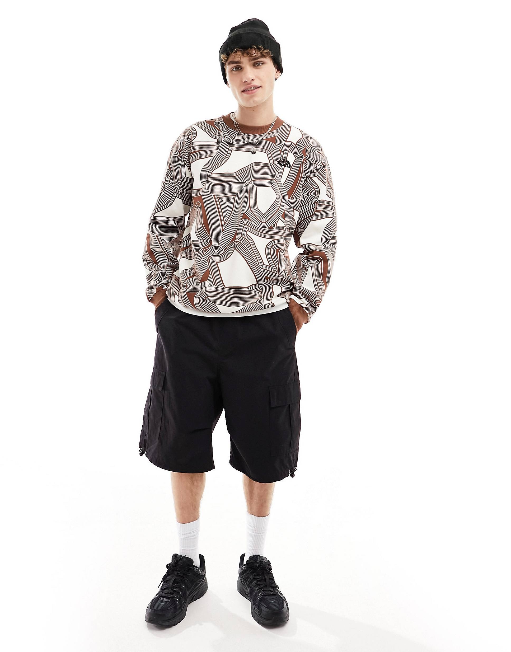The North Face Essential oversized sweatshirt brown geo