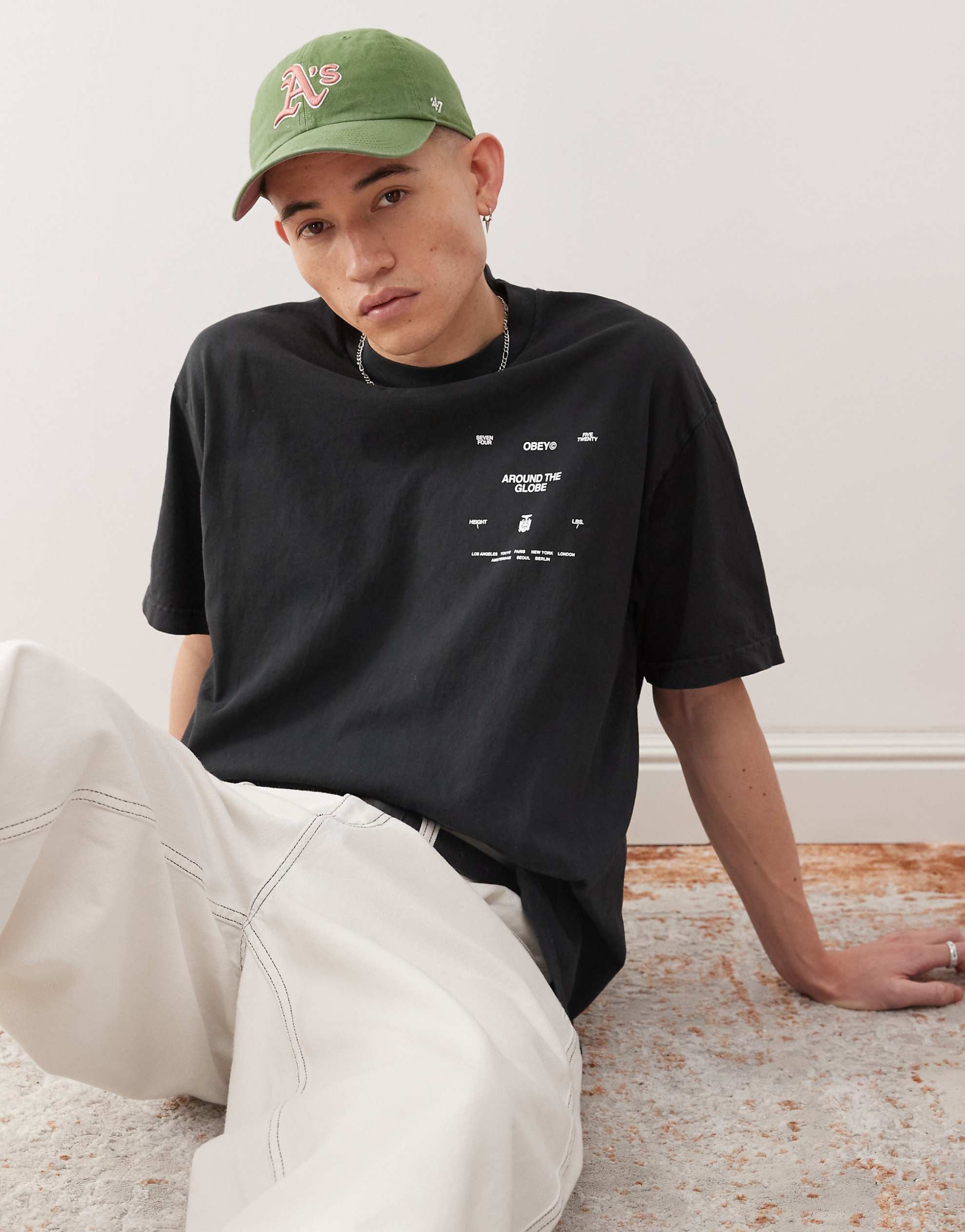 Obey around the globe graphic t-shirt true vintage black