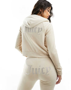 Juicy Couture diamante velour tracksuit zip hoodie joggers co-ord