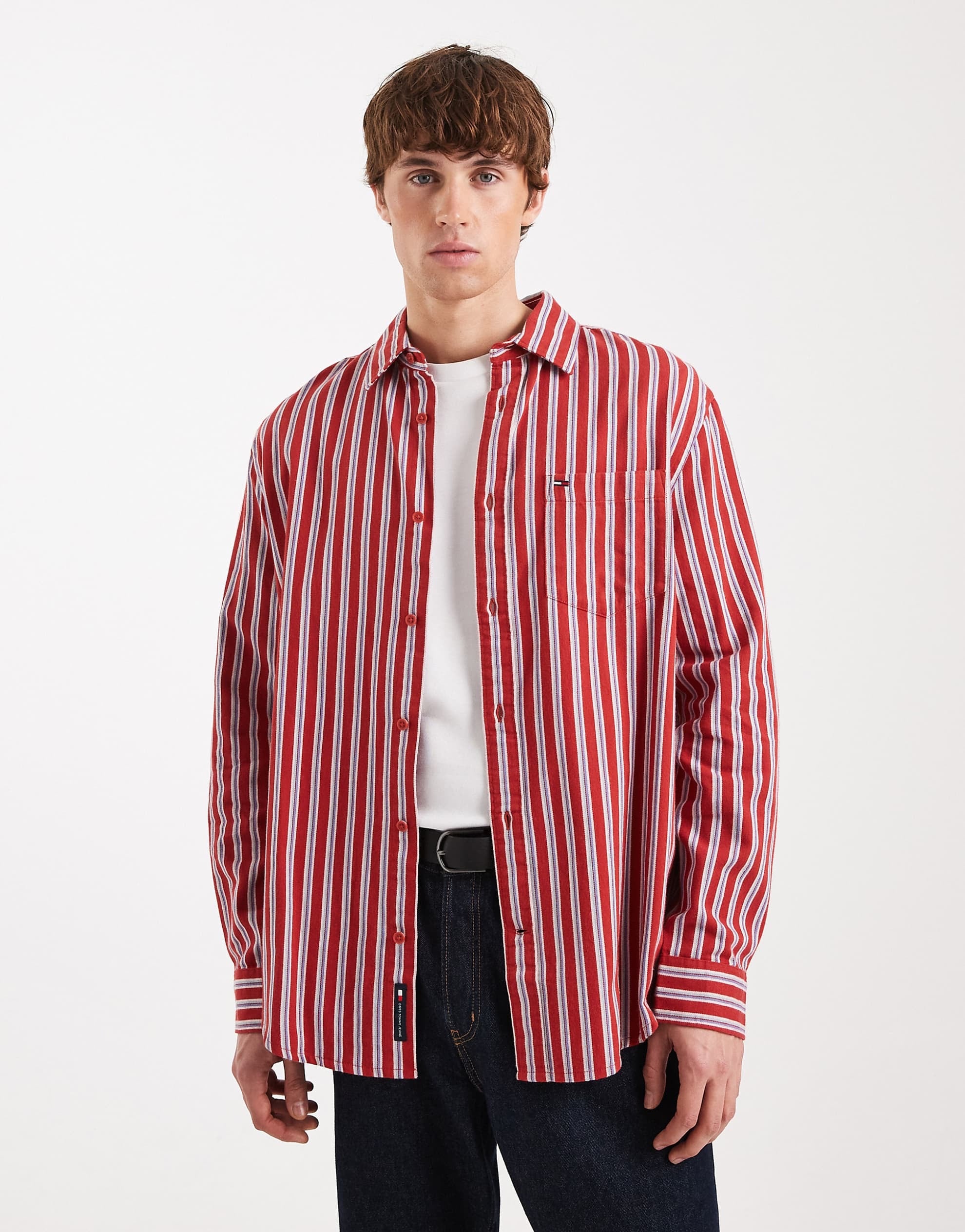 Tommy Jeans relaxed striped shirt red white