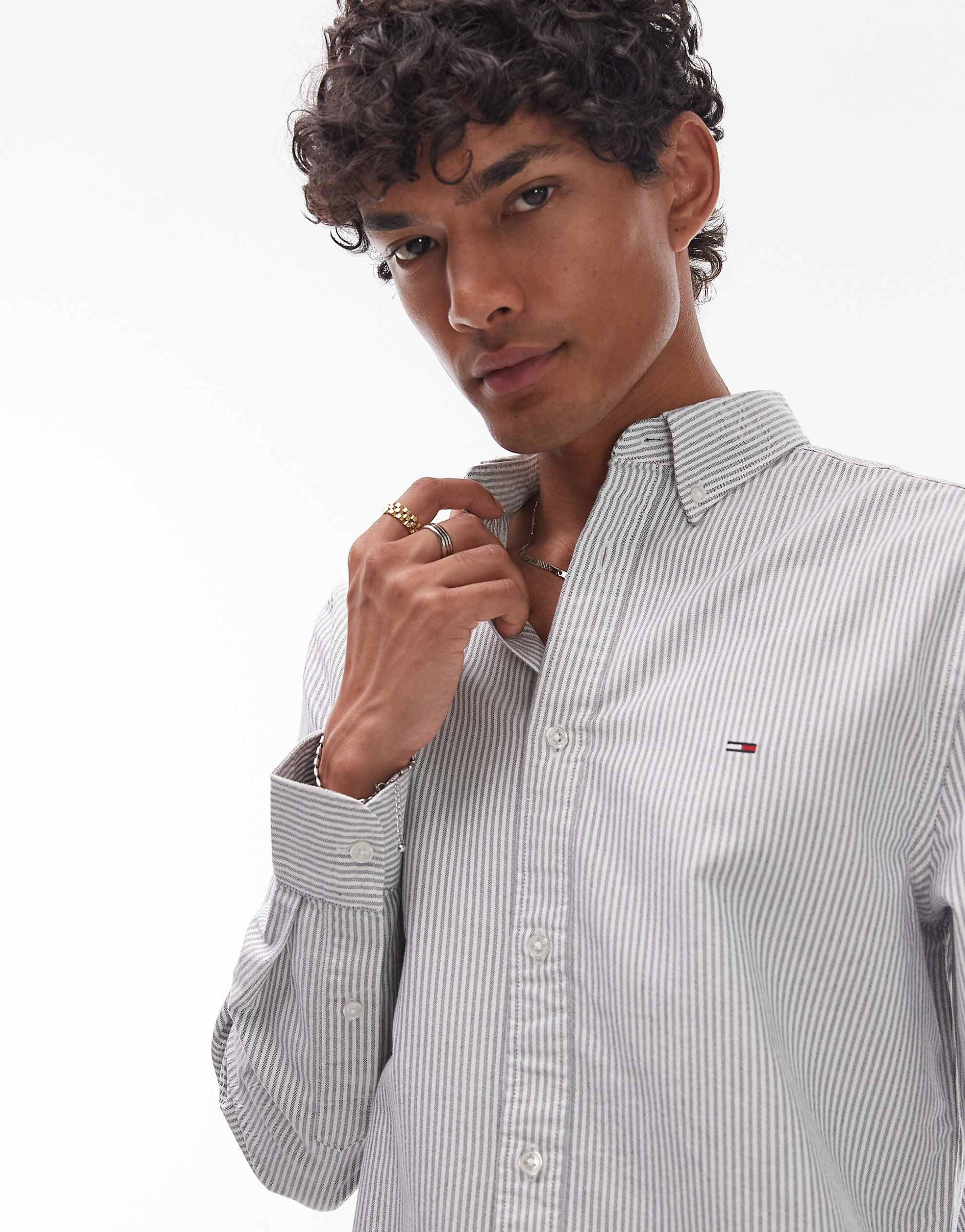 Tommy Jeans slim stripe shirt navy