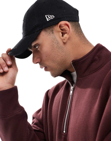 DESIGN oversized quarter zip sweatshirt burgundy