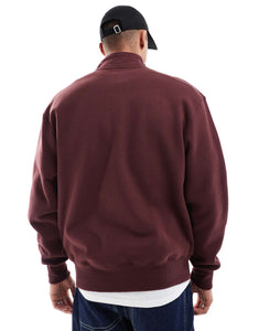 DESIGN oversized quarter zip sweatshirt burgundy