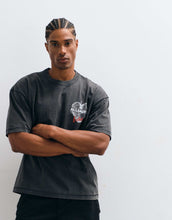 Load image into Gallery viewer, AllSaints Relfect short sleeve graphic t-shirt back print washed black.