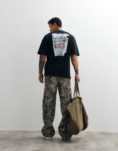 Load image into Gallery viewer, AllSaints Caller short sleeve graphic logo t-shirt back print washed black.