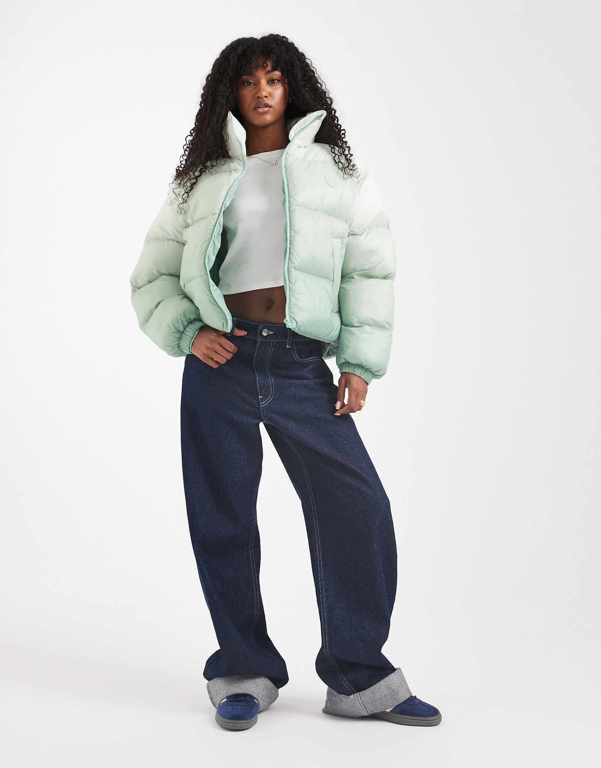 HUGO BLUE Flamini dip dye relaxed fit puffer jacket light green