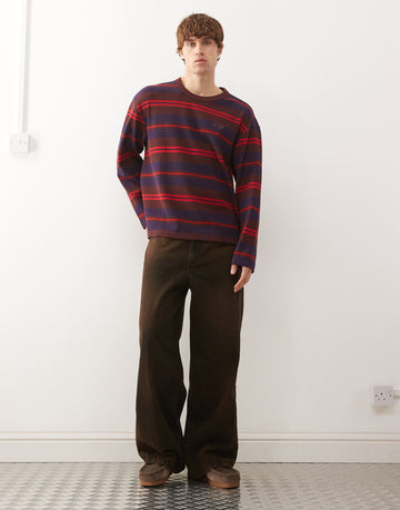 adidas Originals stripe long sleeve tshirt red burgundy