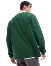 Load image into Gallery viewer, DESIGN oversized rugby polo sweatshirt dark green
