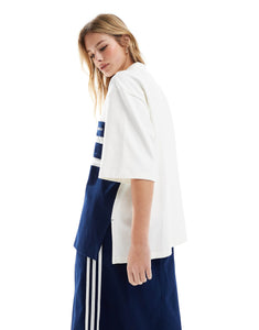 adidas Originals polo top off white indigo stripe