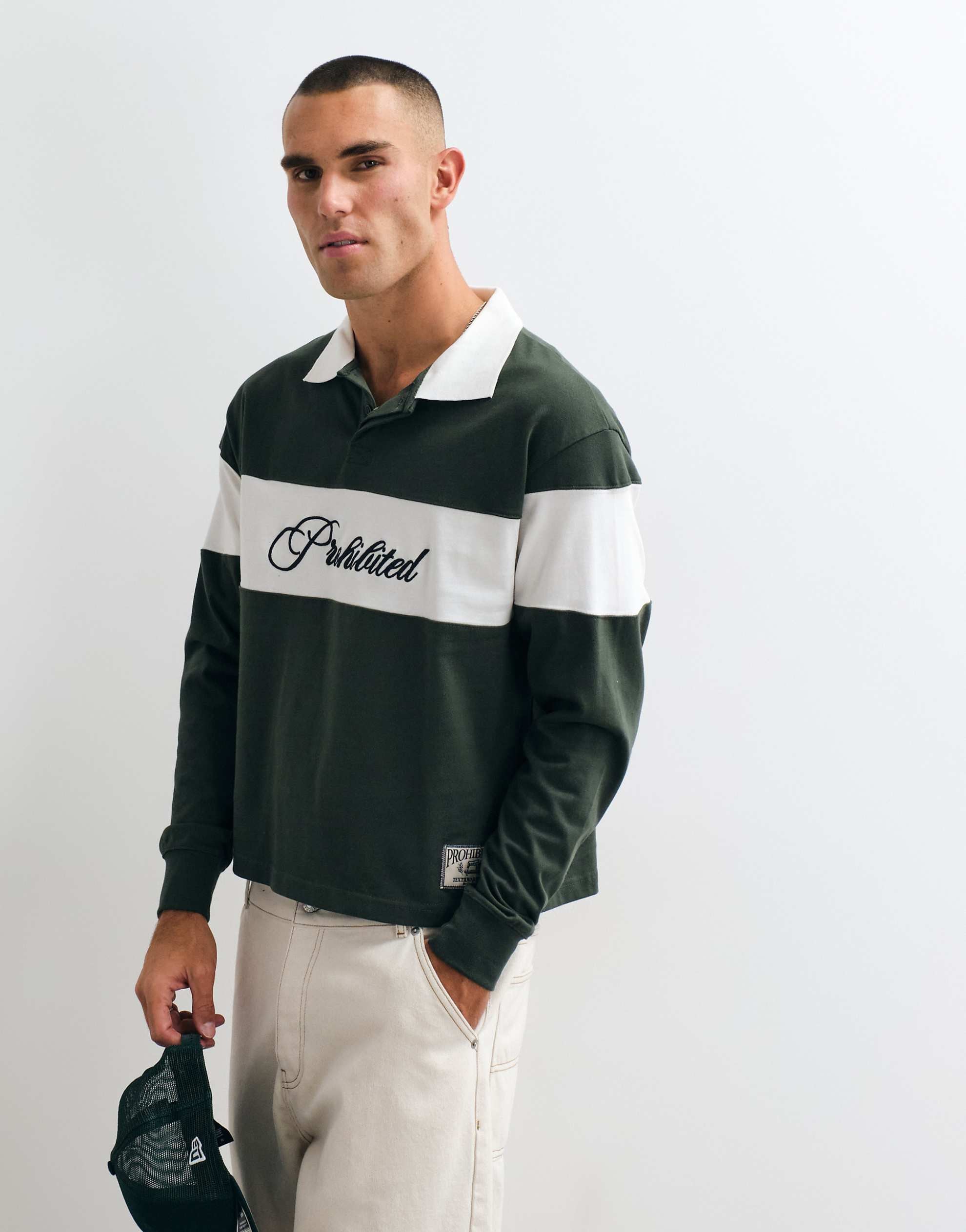 Prohibited long sleeve polo shirt forest green.