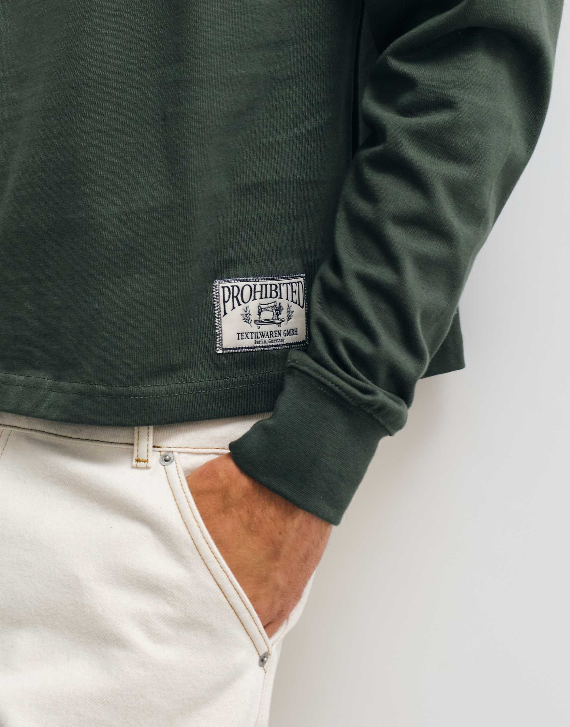 Prohibited long sleeve polo shirt forest green.