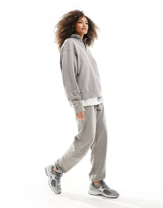 DESIGN oversized half-zip sweatshirt washed grey