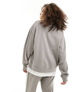 DESIGN oversized half-zip sweatshirt washed grey