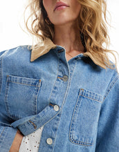 Load image into Gallery viewer, DESIGN denim barn jacket contrast collar midwash blue