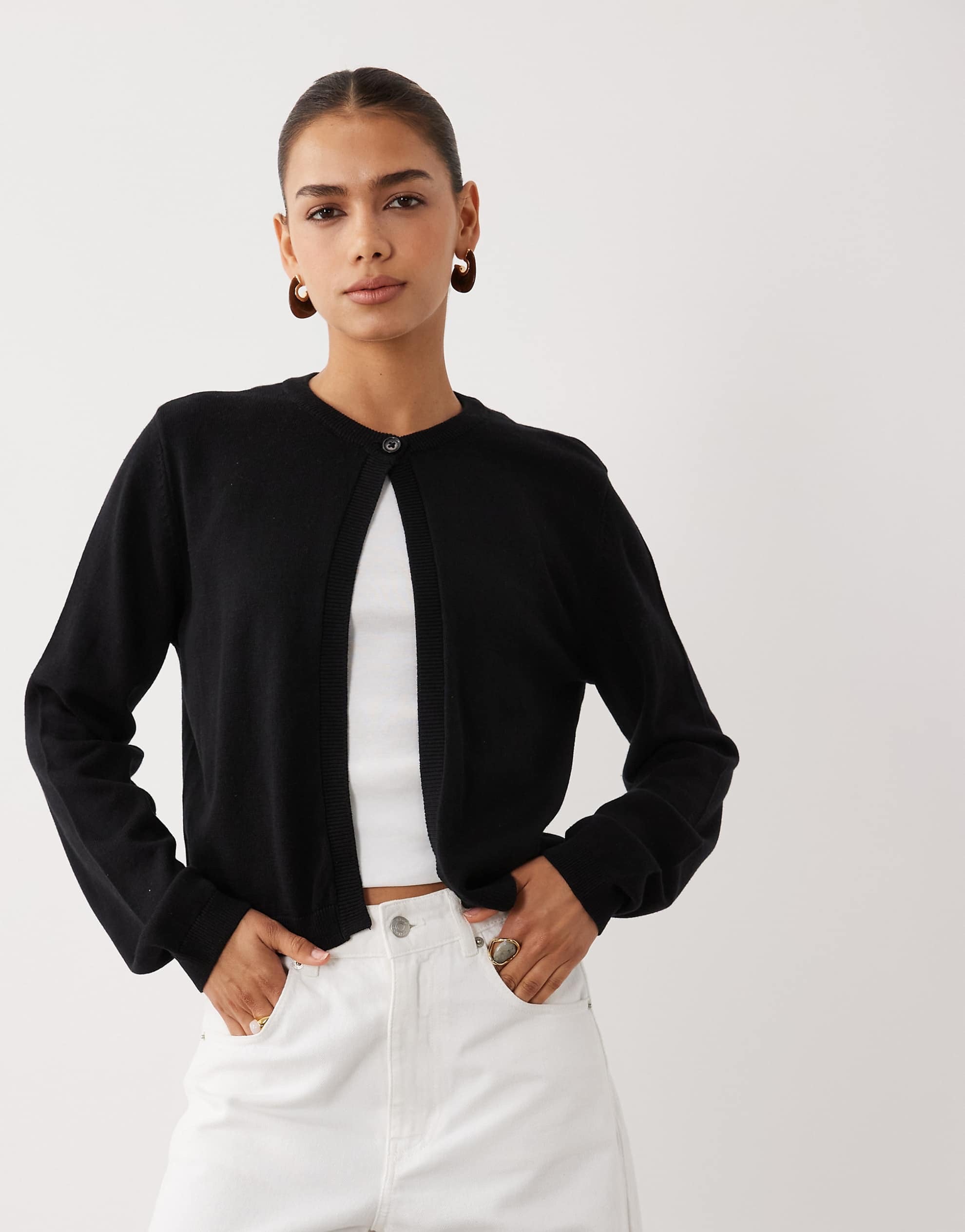 Noisy May single button cardigan black