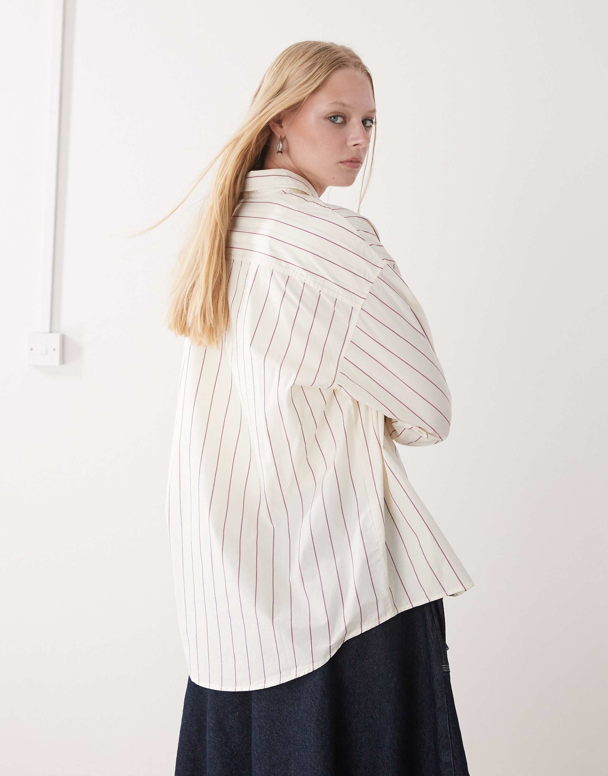 Obey Primavera stripe logo shirt pale yellow