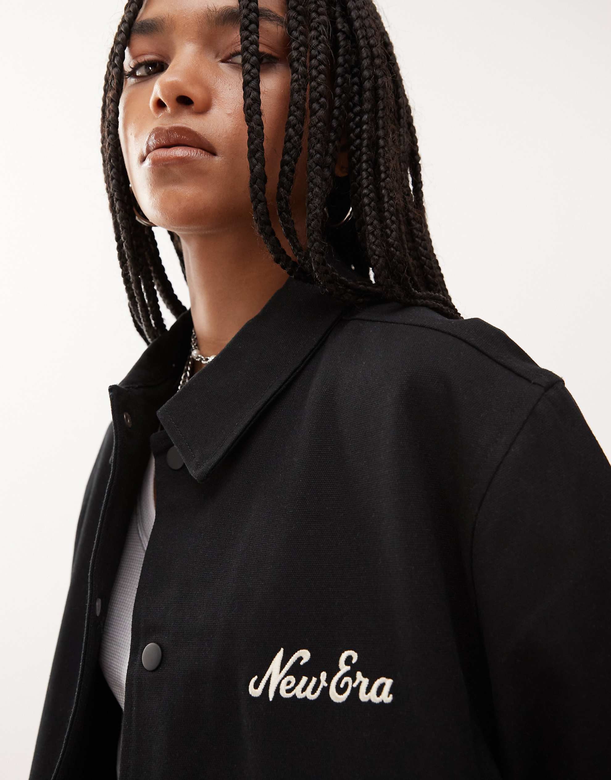 New Era motif back coach jacket black