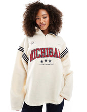 Load image into Gallery viewer, DESIGN borg fleece half zip michigan city graphic cream