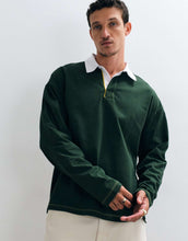 Load image into Gallery viewer, DESIGN heavyweight boxy oversized long sleeve rugby polo dark green