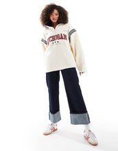 Load image into Gallery viewer, DESIGN borg fleece half zip michigan city graphic cream