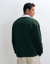 Load image into Gallery viewer, DESIGN heavyweight boxy oversized long sleeve rugby polo dark green