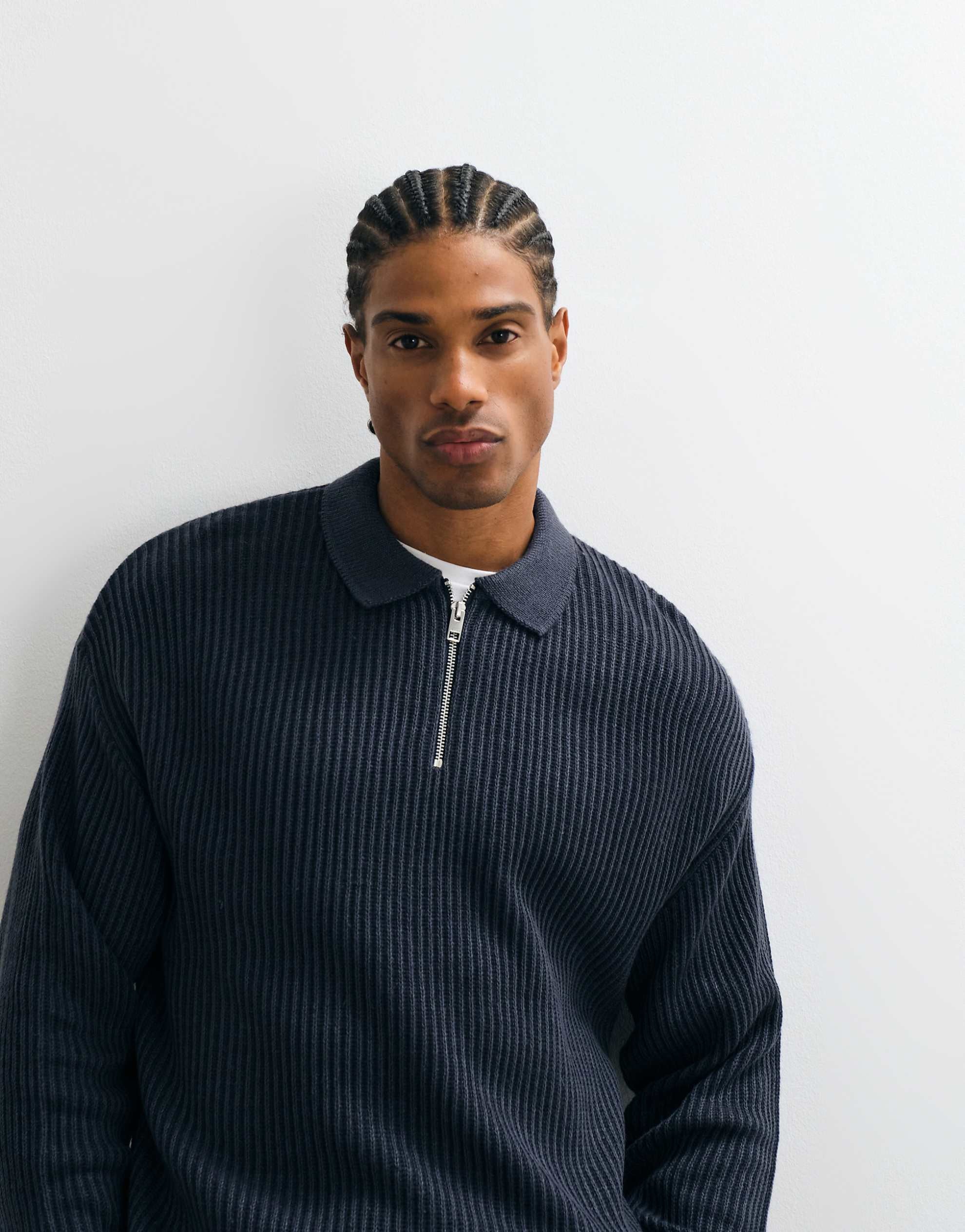 JJ Rebel quarter zip polo indigo blue.