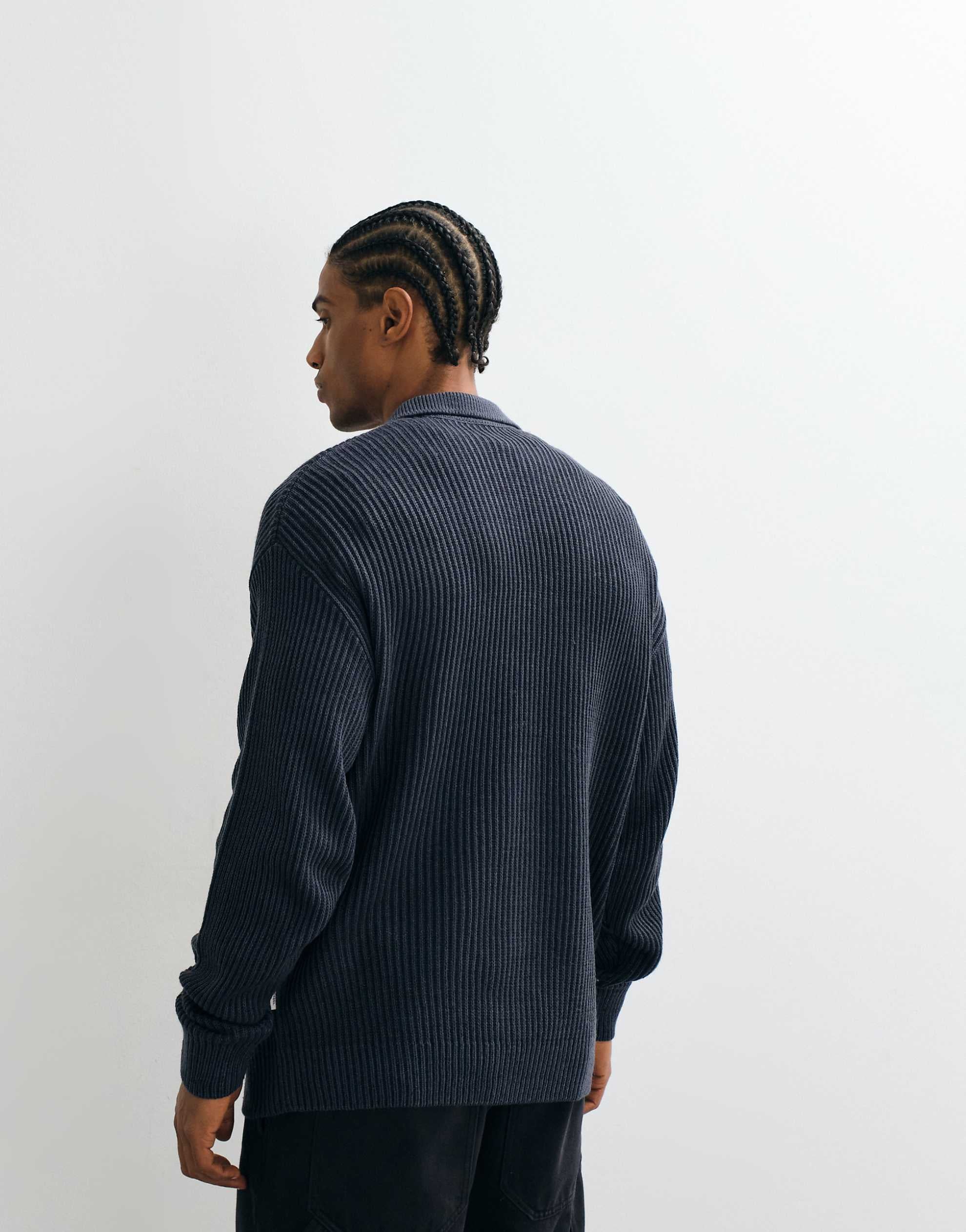JJ Rebel quarter zip polo indigo blue.