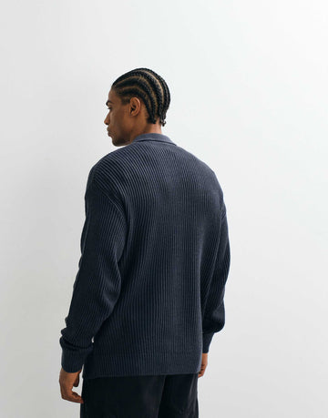 JJ Rebel quarter zip polo indigo blue.