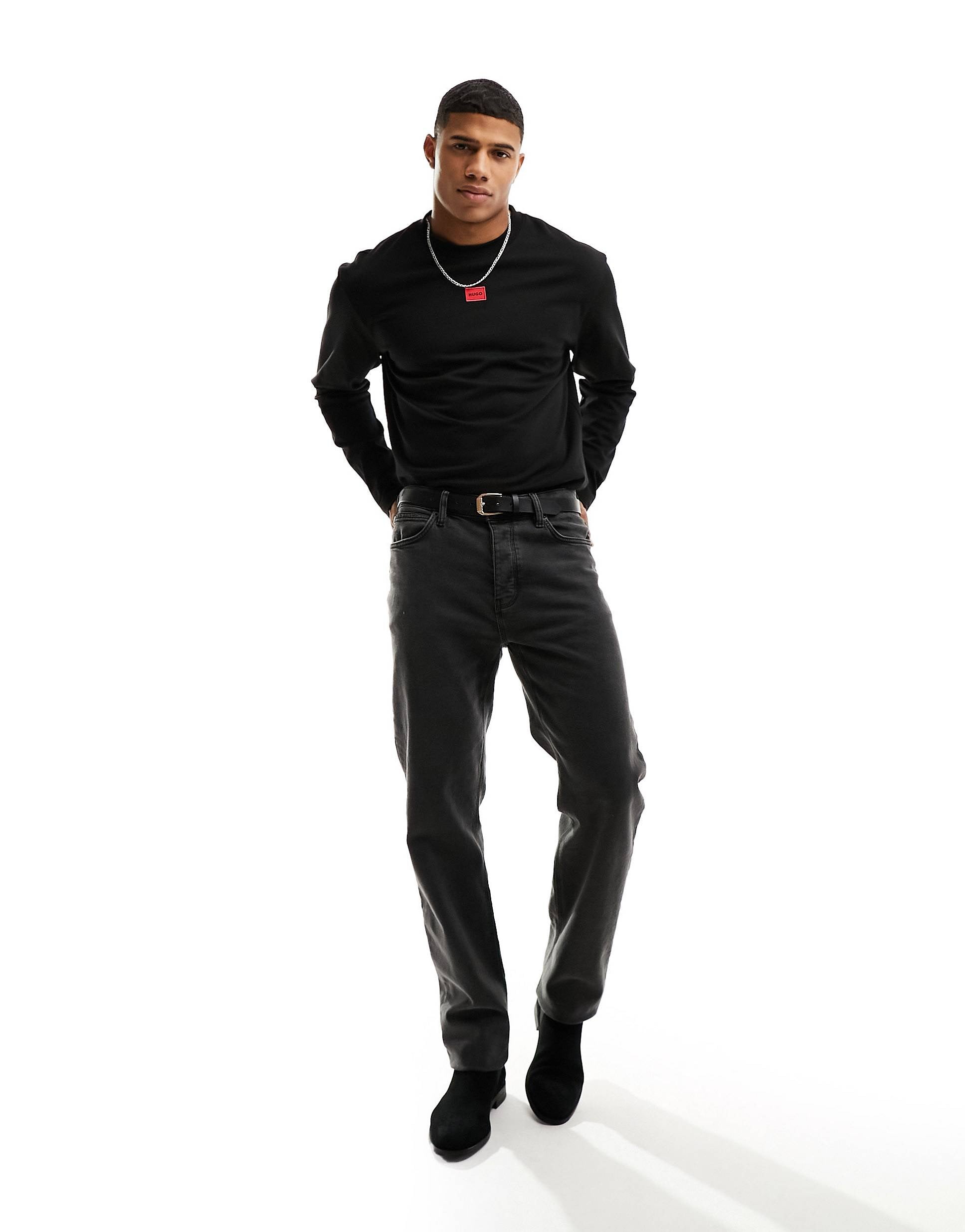 HUGO Diragoto long sleeve logo t-shirt black
