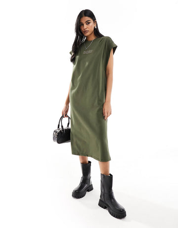 BOSS logo midi sweat dress khaki