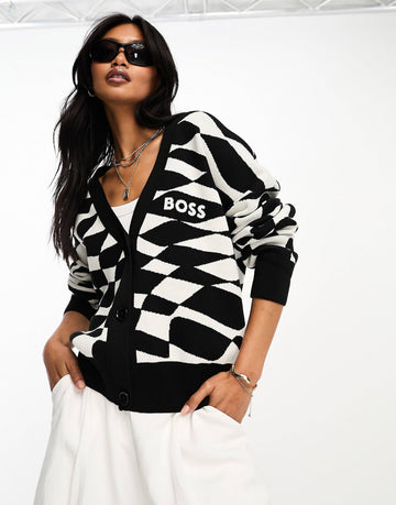 BOSS Falentissa cardigan black white
