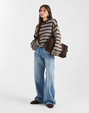 DESIGN knitted jumper brown brushed stripe