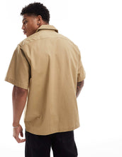 Load image into Gallery viewer, Selected Homme boxy oversized revere collar shirt double pockets beige