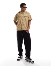 Load image into Gallery viewer, Selected Homme boxy oversized revere collar shirt double pockets beige