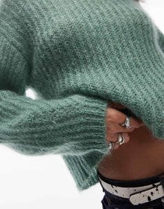 Premium ribbed jumper green