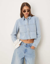 Load image into Gallery viewer, JDY boxy denim shacket light blue wash
