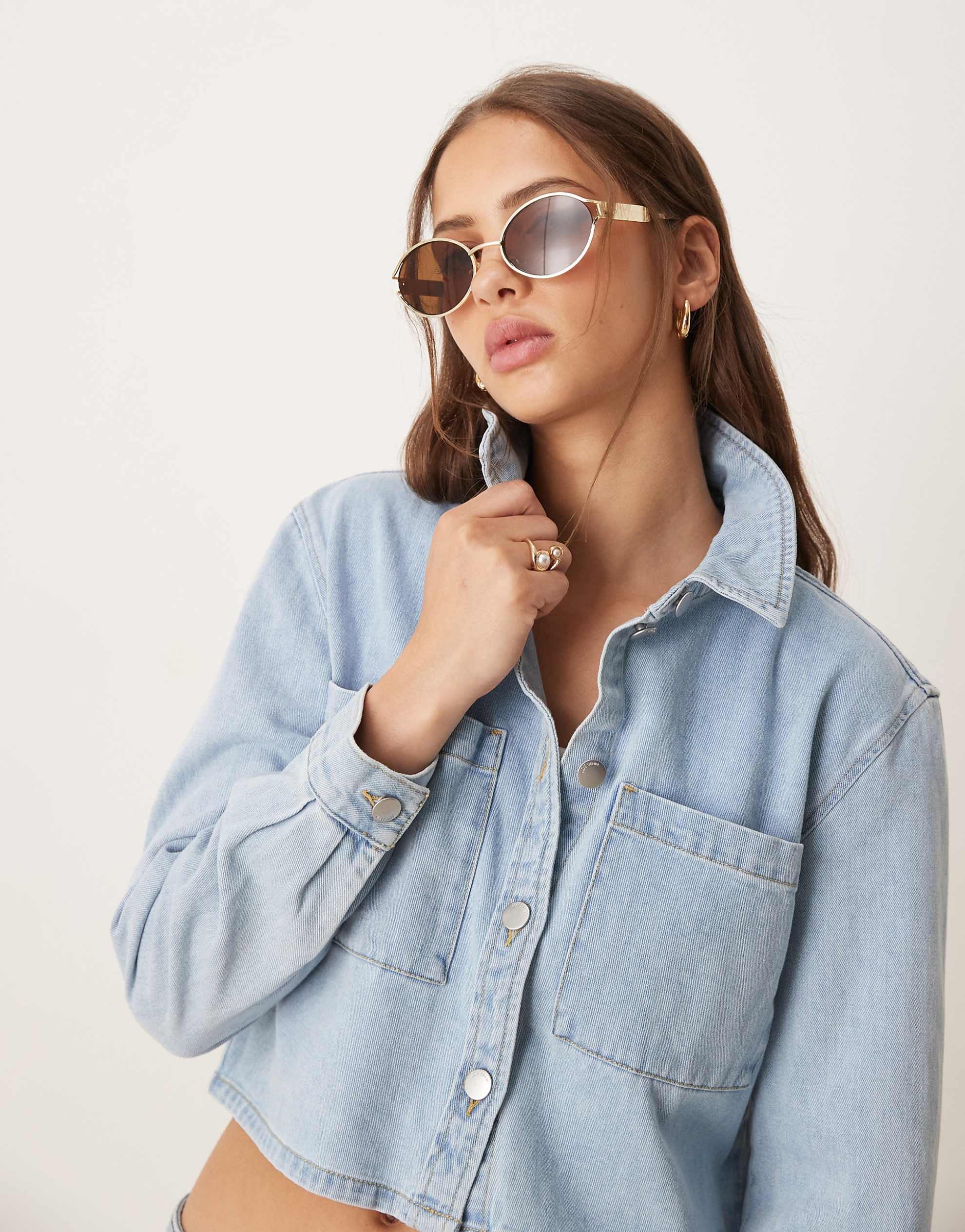 JDY boxy denim shacket light blue wash