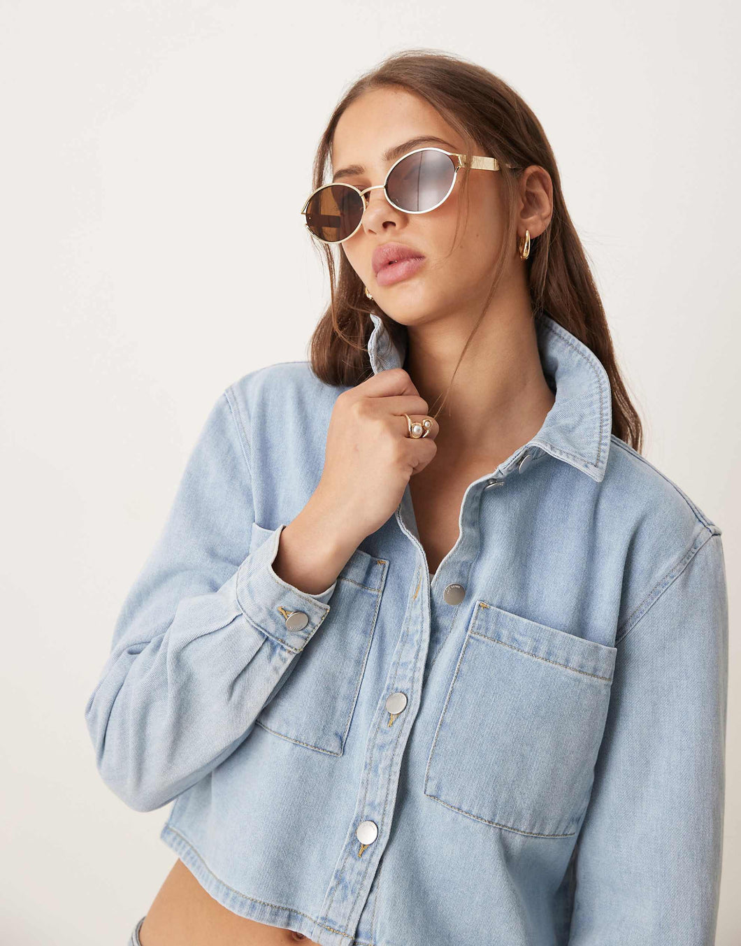 JDY boxy denim shacket light blue wash