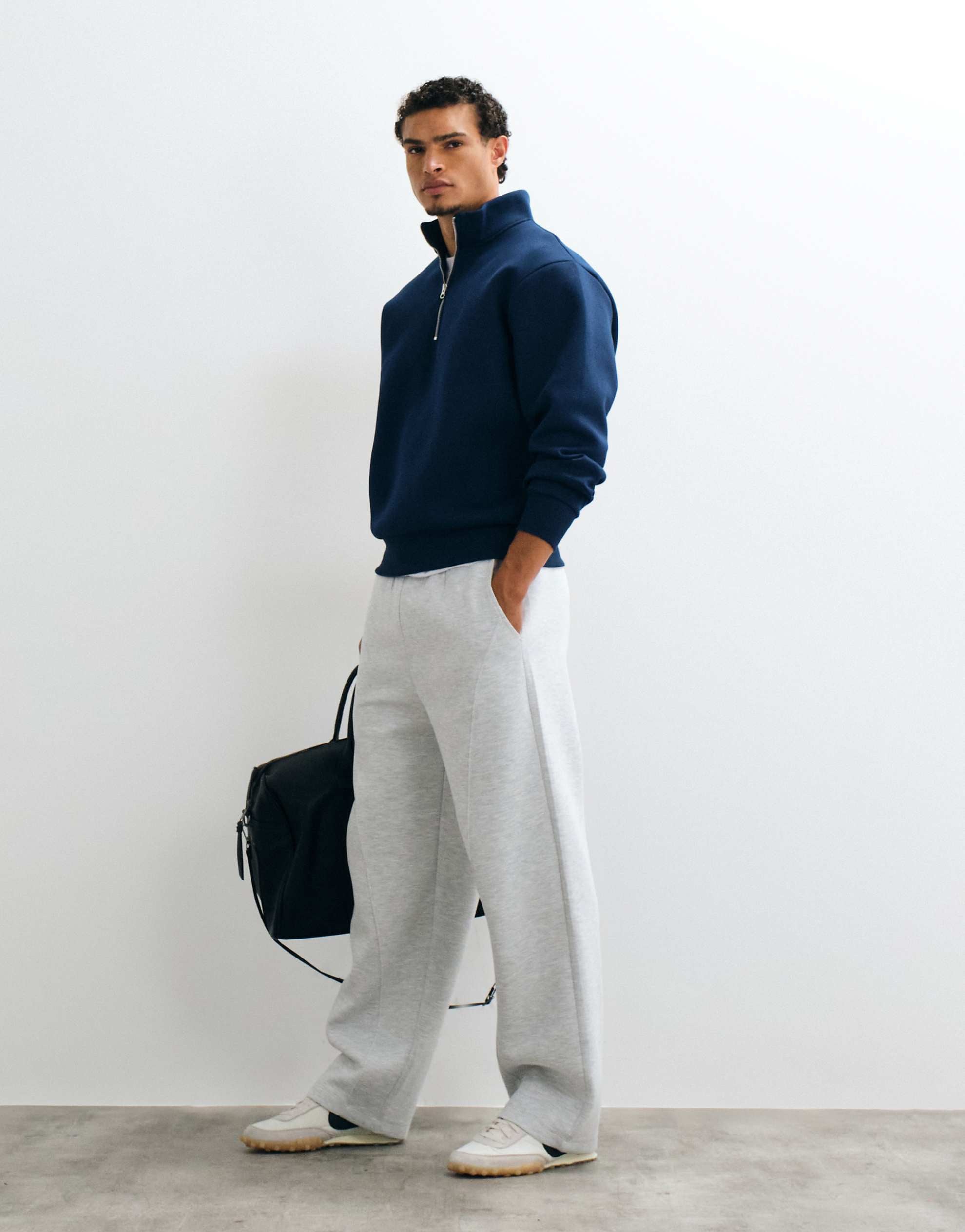 DESIGN oversized quarter zip sweatshirt navy