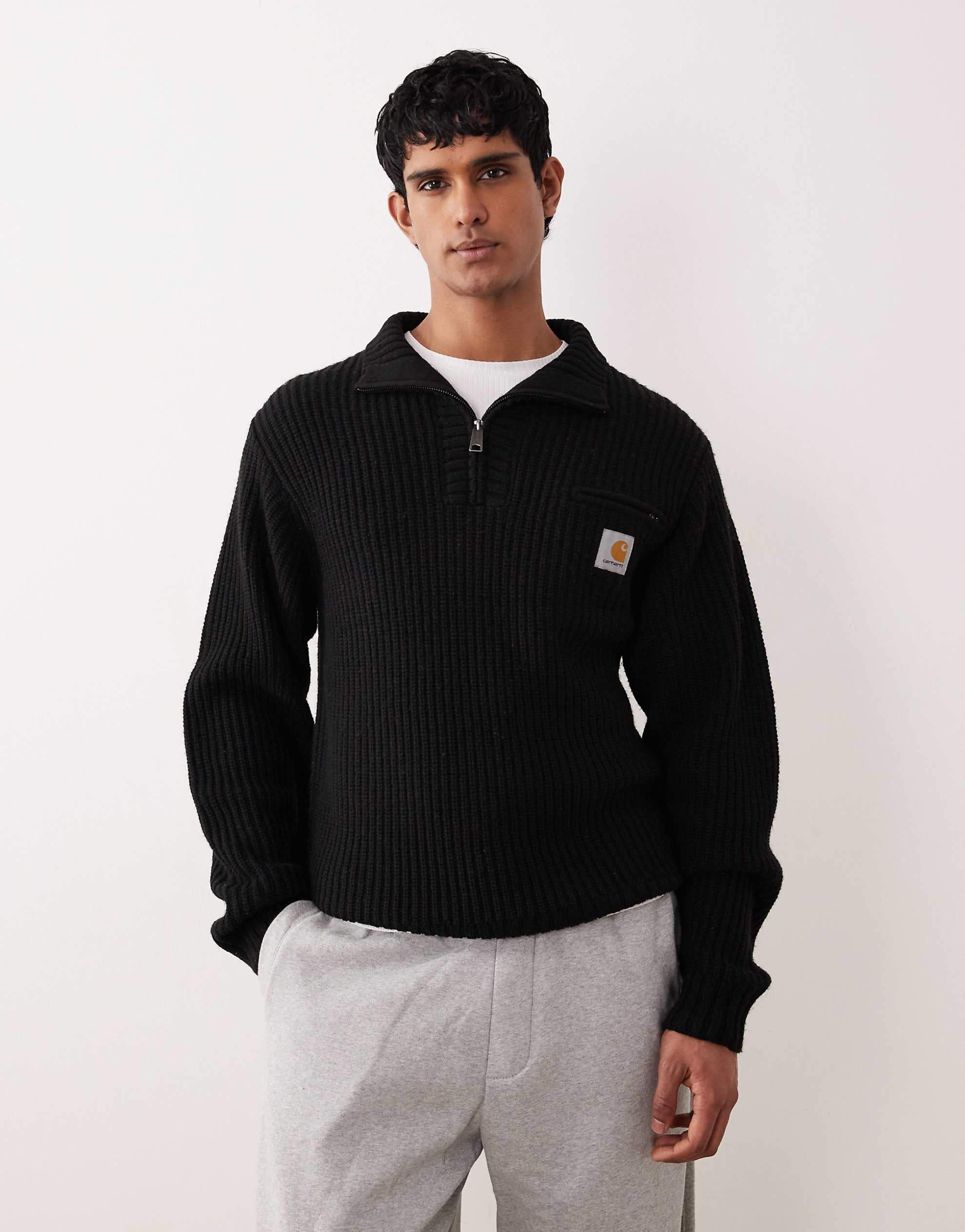 Carhartt WIP detroit half zip knitted jumper black