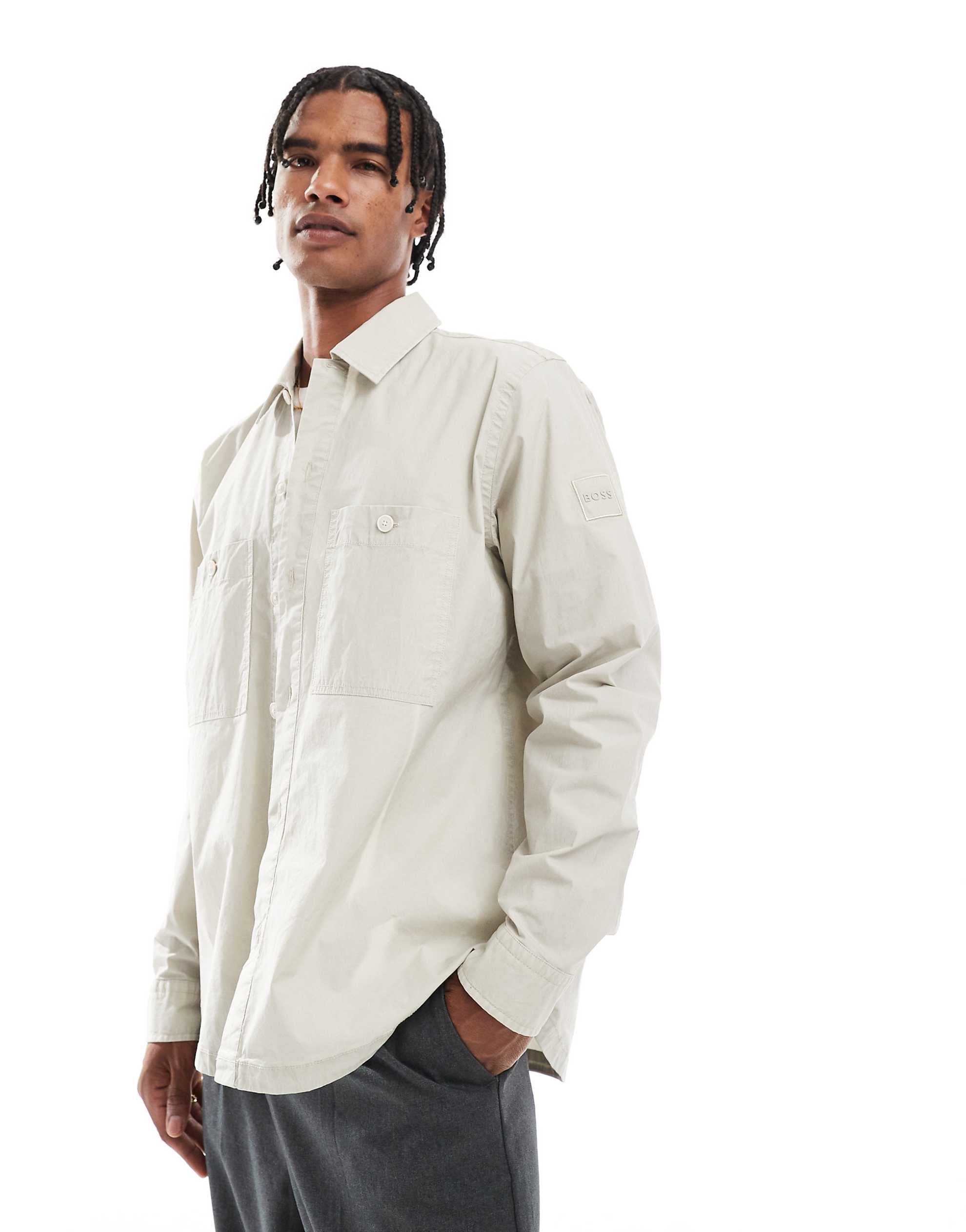 BOSS Orange Locky_2 oversized overshirt beige