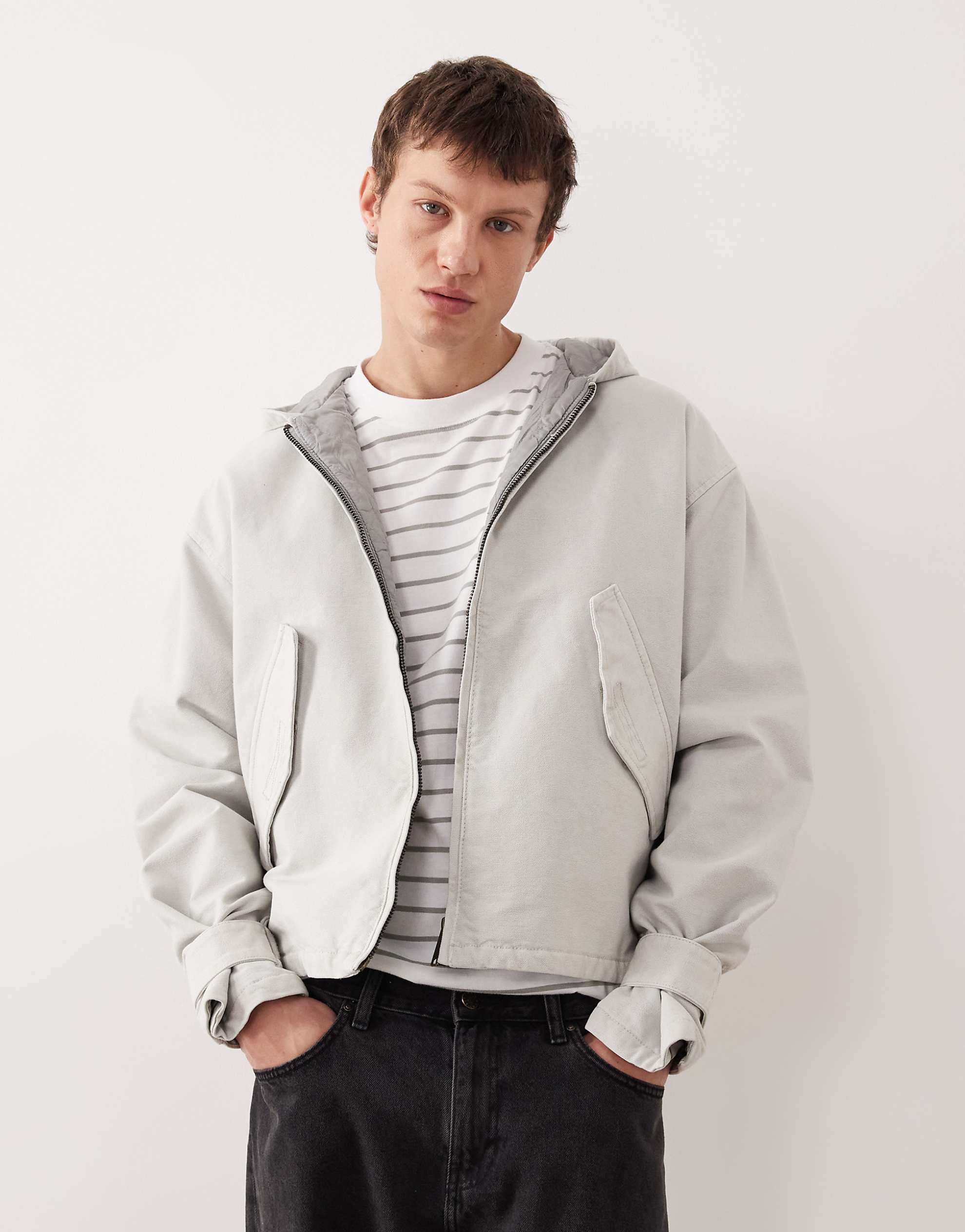 Weekday jacket with hood light grey