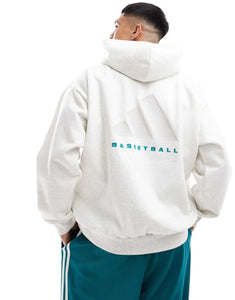 adidas Basketball oversized hoodie grey marl