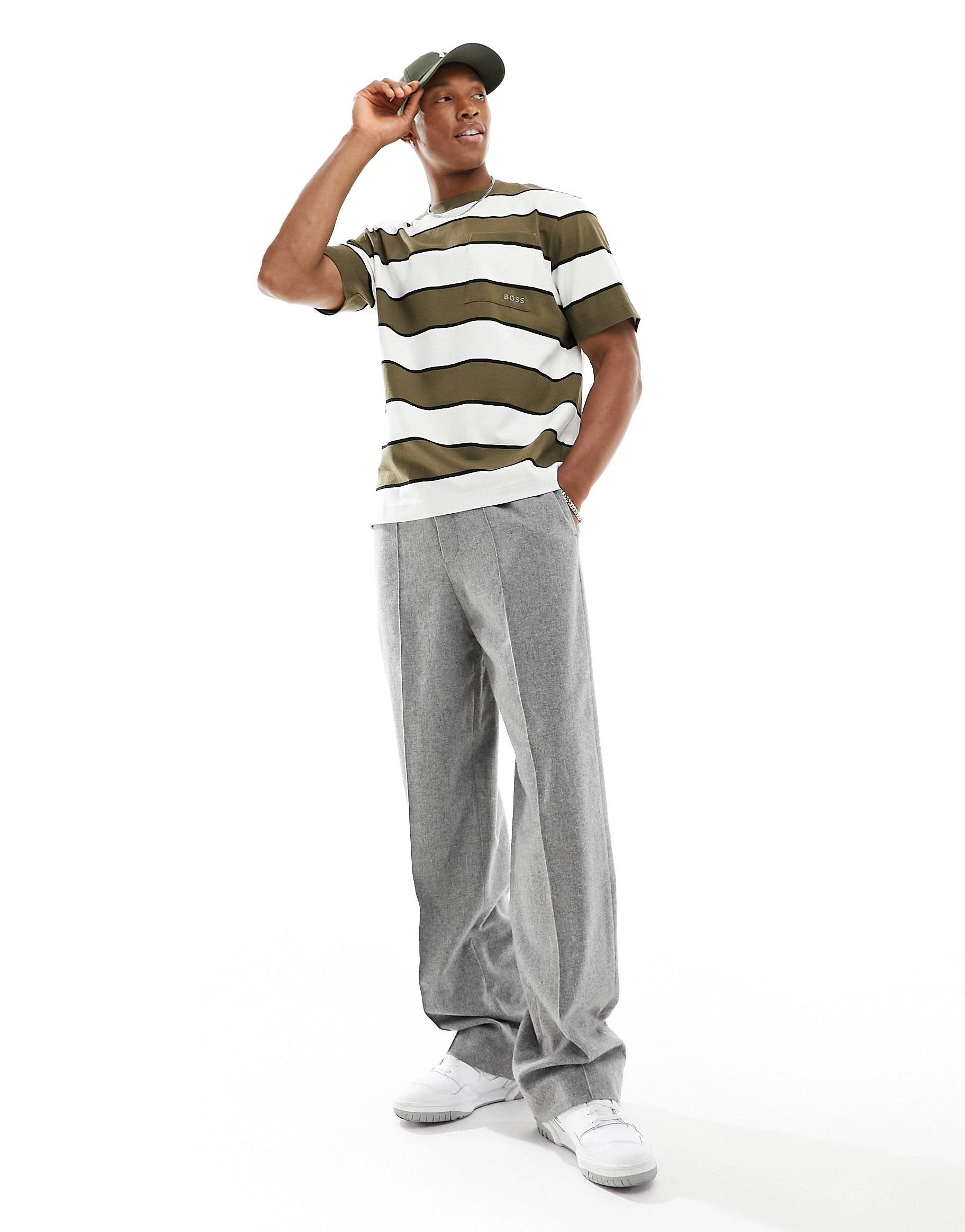 BOSS Orange pocket t-shirtkhaki stripe